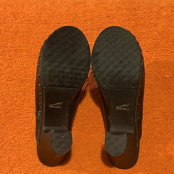 Dansko Black Leather Mules with Chunky Heel and Studded Detailing - Picture 3 of 6